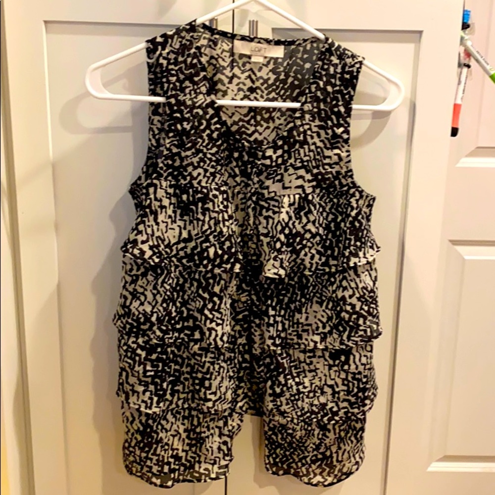 Ruffle Black and White sheer shirt